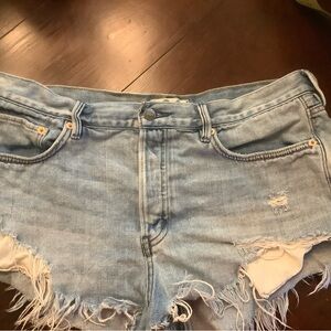 We The Free Blue Distressed Jean Shorts